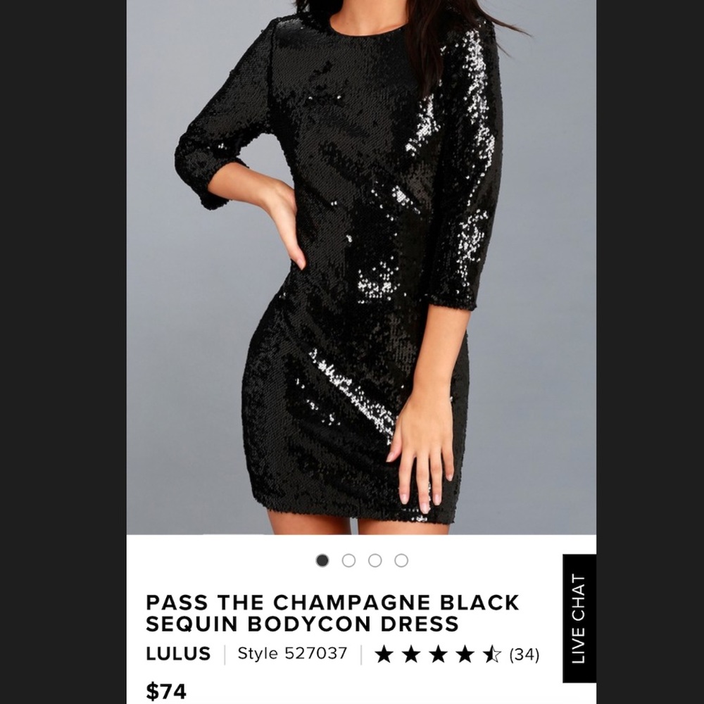 Lulus - Black Sequin Bodycon Dress - NWT